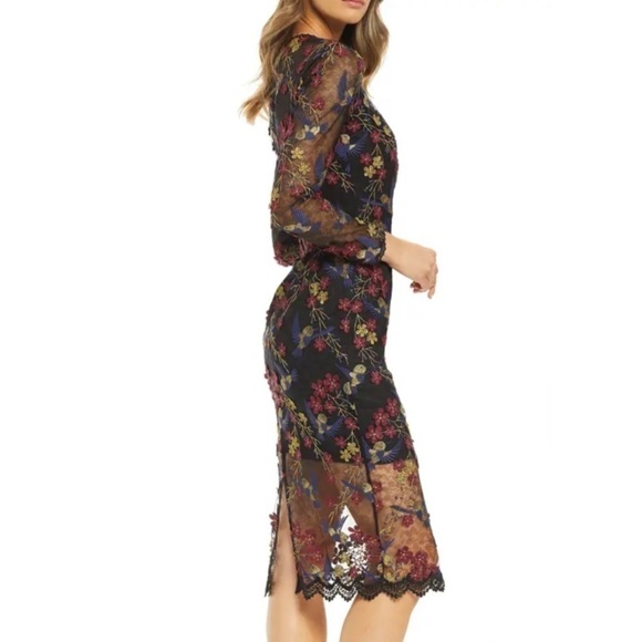 Dress the Population Sophia Hummingbird Embroidered Sheer Illusion Dress XS - Picture 3 of 16